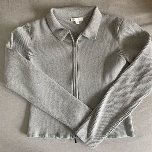 Gray Ribbed Zip-Up jacket